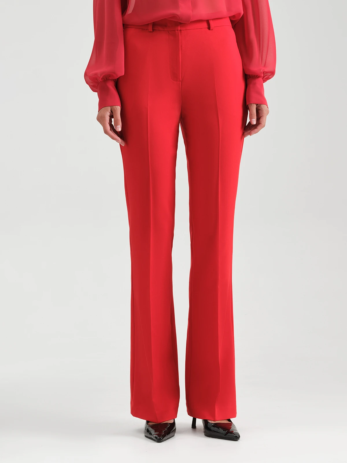 Брюки клеш на высокой посадке