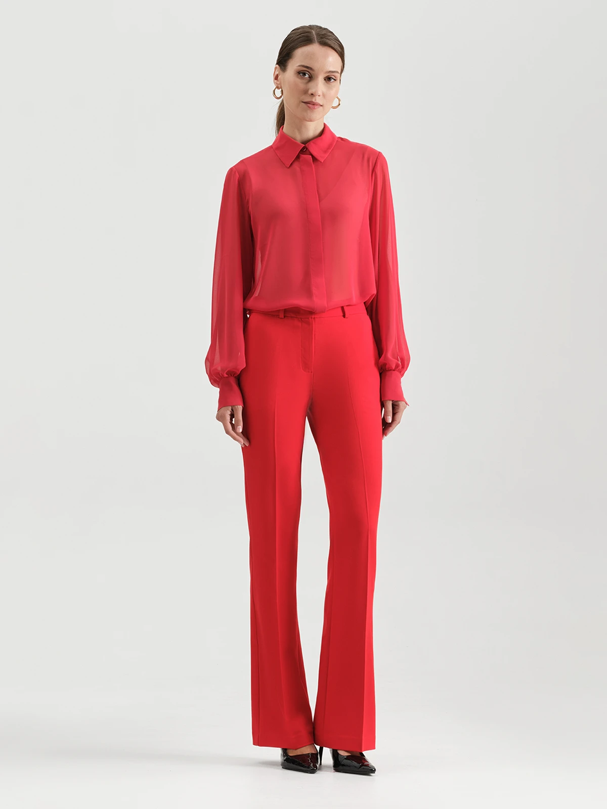 Брюки клеш на высокой посадке