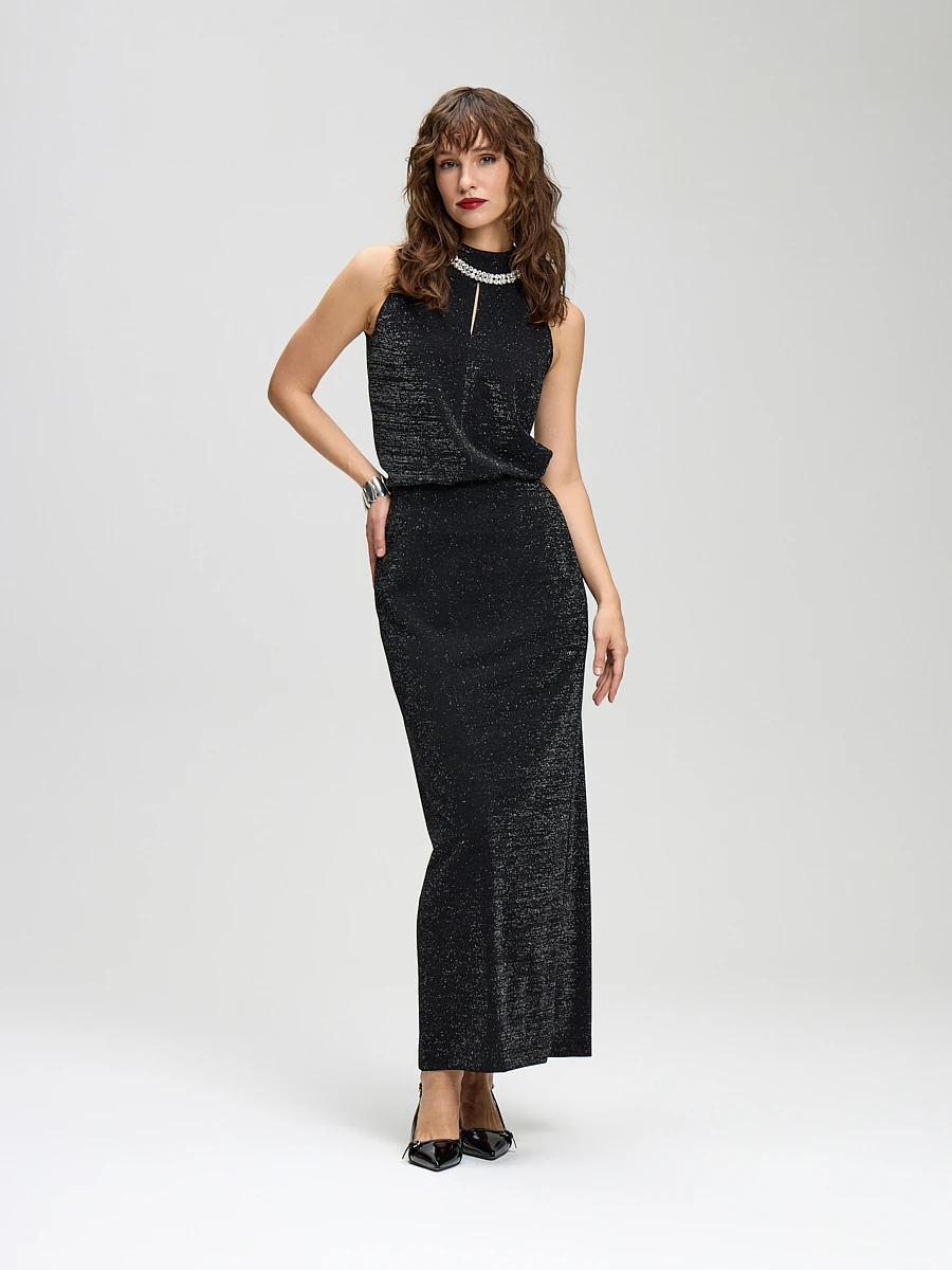 Трикотажная юбка с разрезом