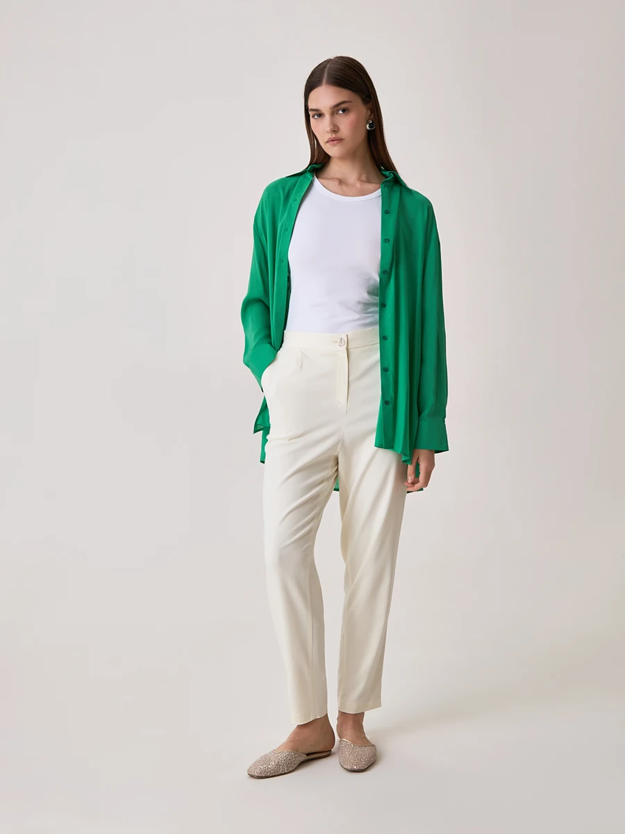 Брюки кэррот с защипами