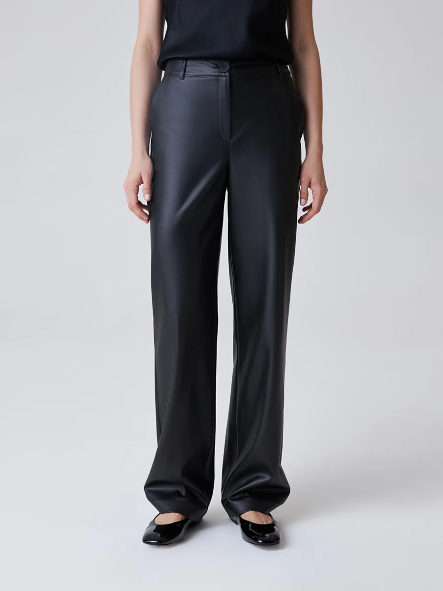 Прямые брюки из экокожи