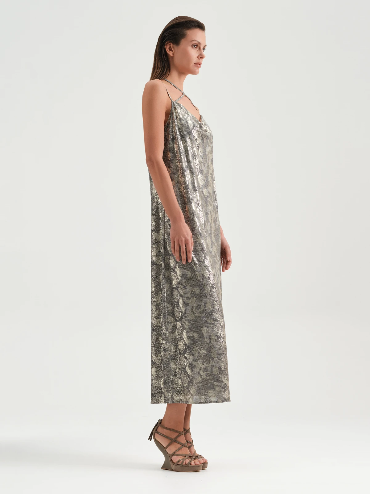 Платье миди с принтом