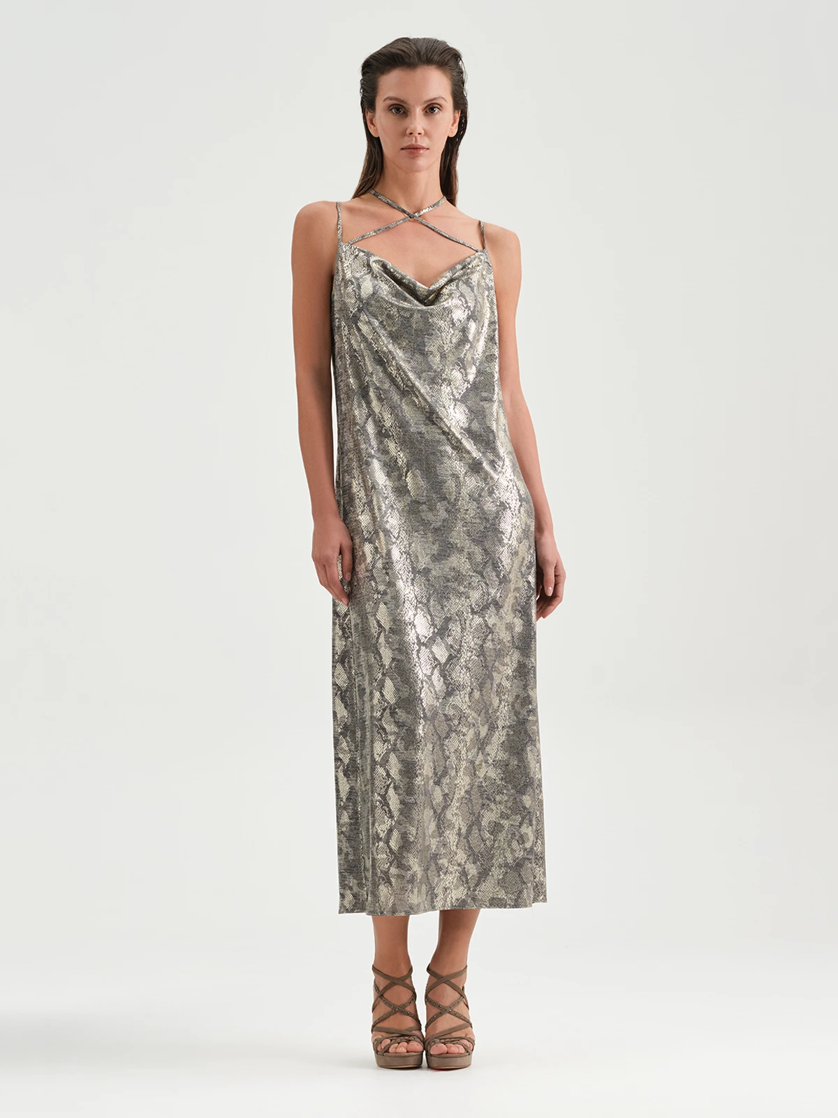 Платье миди с принтом